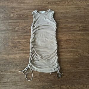 Birch and Stone scrunch dress in tan